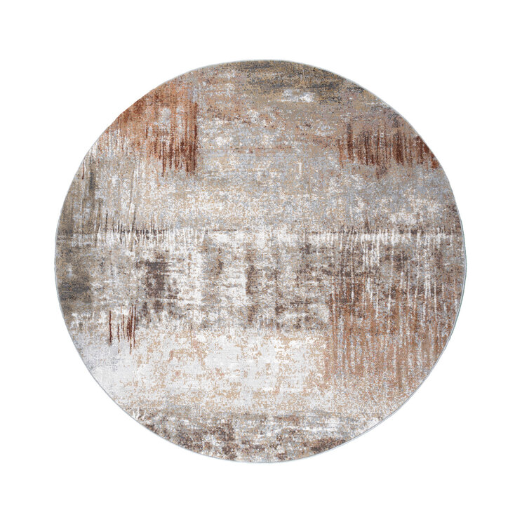 Rund Abstrakt Matta - Xavier Scratch Taupe/Röd - product