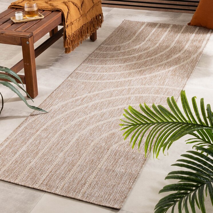 Balkongmatta - Sierra Curves Beige/Gräddvit