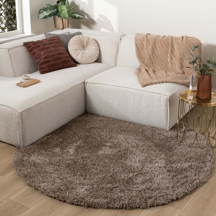 Rund Shagmattor - Blaze Taupe