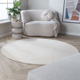 Rund Tvättbar Matta - Vivid Beige