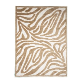 Tvättbar Matta - Dunya Zebra Beige/Vit - sfeer