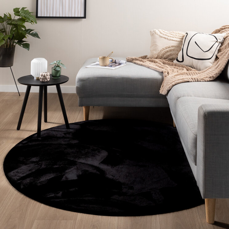 Rund Matta Med Låg Lugg - Cozy Svart