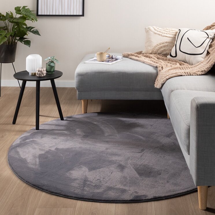 Rund Matta Med Låg Lugg - Cozy Antracit