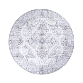 Rund Vintage Utomhusmatta - Santo Flora Vit - sfeer