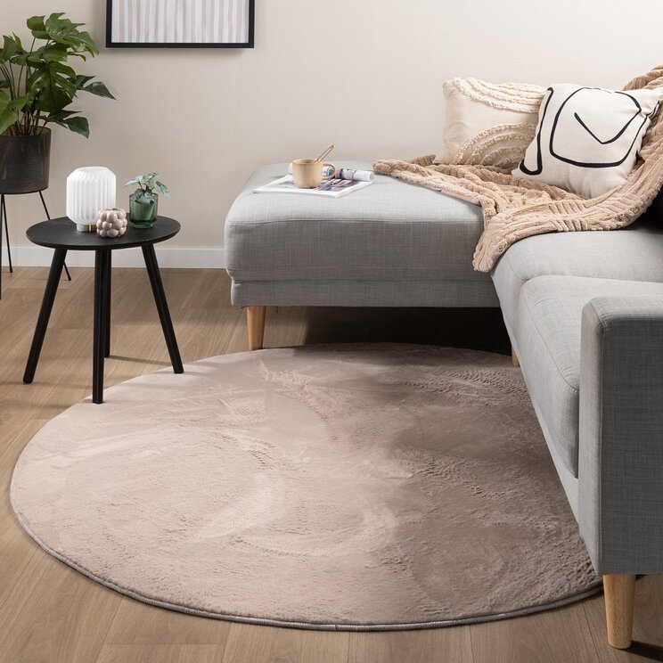 Rund Matta Med Låg Lugg - Cozy Taupe