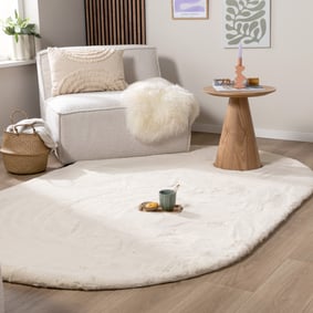 Oval Matta Med Hög Lugg - Comfy Supreme Gräddvit