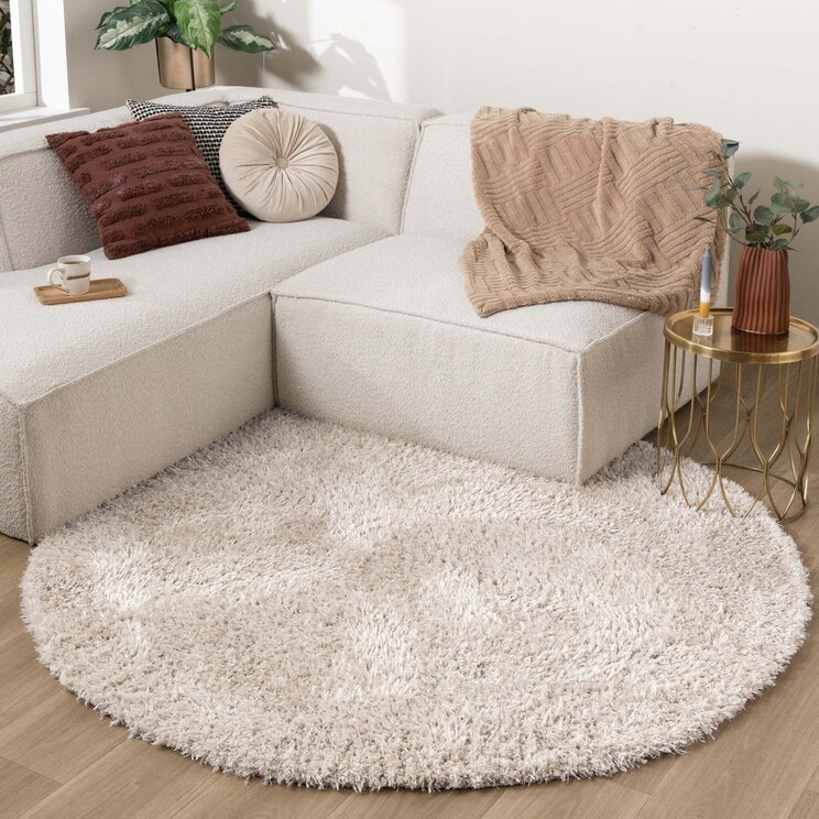 Rund Shagmattor - Blaze Beige/Grå
