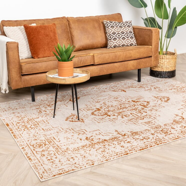 Matta I Vintagestil - Spring Ethnic Gräddvit/Terrakotta