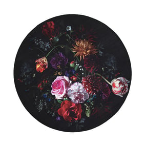 Rund Blommig Matta - Florine Svart/Rosa - sfeer