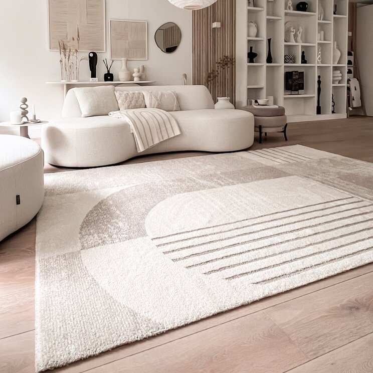 Matta Med Hög Lugg - Serene Shapes Gräddvit