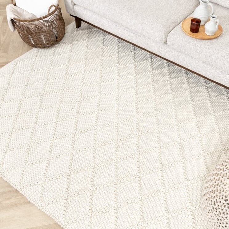 Vävd Matta I Ull - Knit Gräddvit