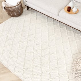 Vävd Matta I Ull - Knit Gräddvit