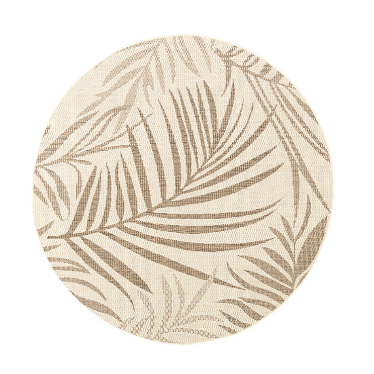 Rund Jute Utomhusmatta - Nomad Leaves Gräddvit - product