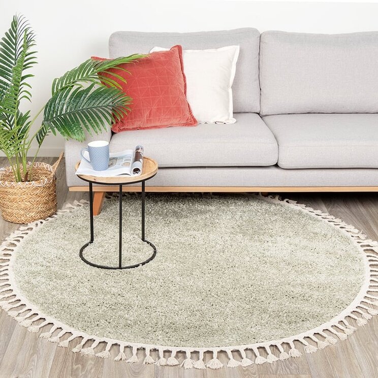 Rund Matta Med Hög Lugg  - Lofty Fringe Mintgrön
