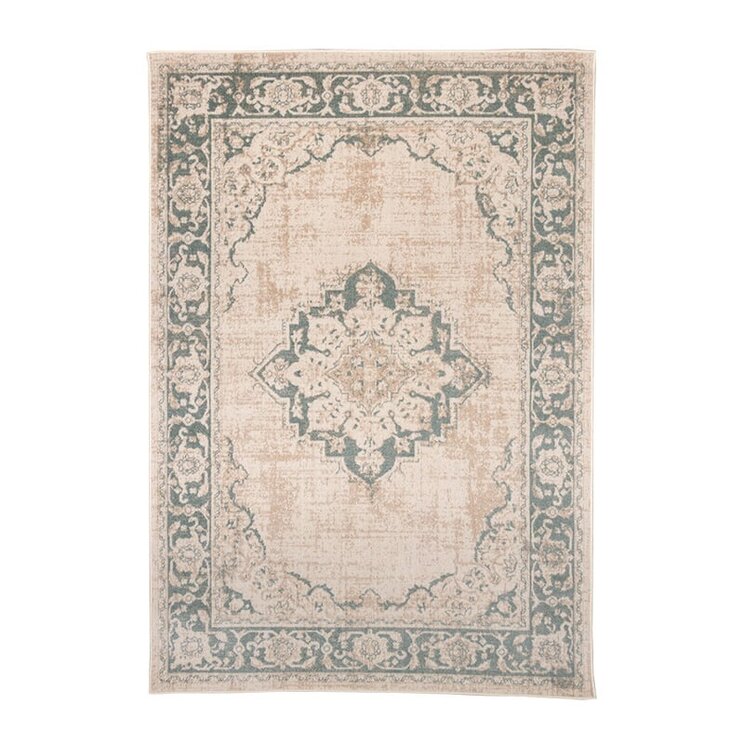 Matta I Vintagestil - Spring Medaillon Gräddvit/Grön - product