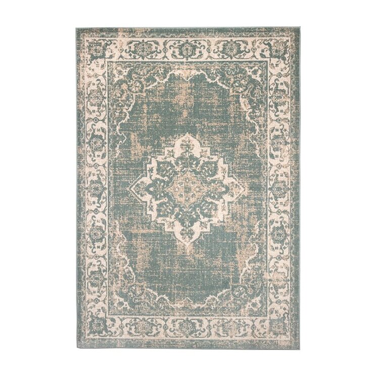 Matta I Vintagestil - Spring Medaillon Grön/Gräddvit - product