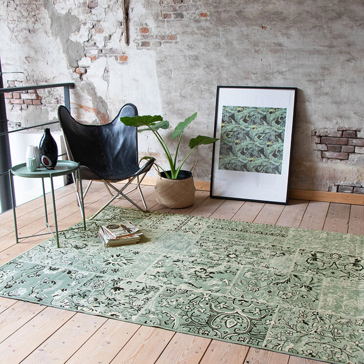 Matta I Vintagestil - Wonder Patchwork Grön/Svart