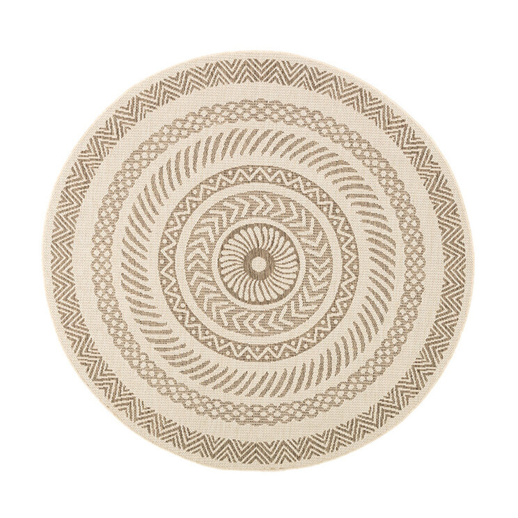 Rund Jute Utomhusmatta - Nomad Aztec Gräddvit - product