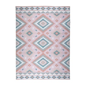 Bohemisk Utomhusmatta - Vedra Aztec Rosa - sfeer