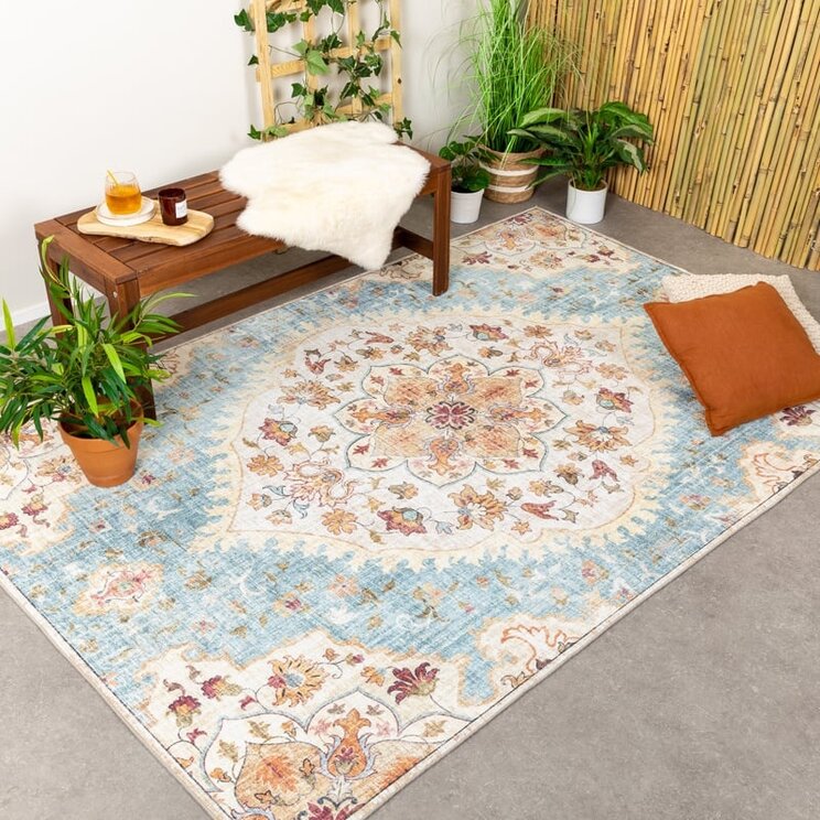 Vintage Utomhusmatta - Santo Mandala Ljusblå