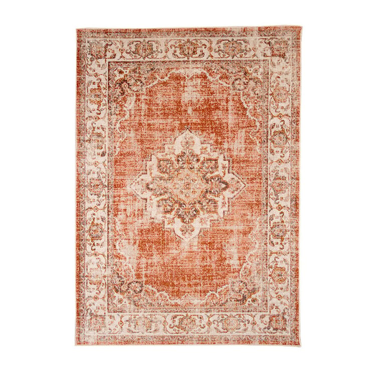 Matta I Vintagestil - Spring Medaillon Terrakotta/Gräddvit - product