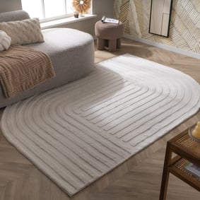 Oregelbunden Matta - Flowy Lines Gräddvit