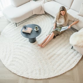Rund Skandinavisk Matta - Lova Arches Gräddvit