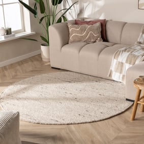 Rund Ullmatta - Feline Vit/Melerad
