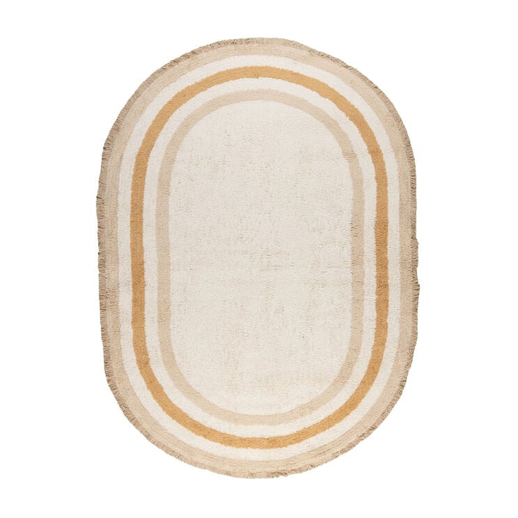 Oval tvättbar barnmatta - Milo Beige - product