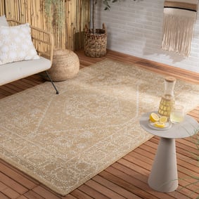 Jute Outdoor Matta - Daisy Medaillon Vit