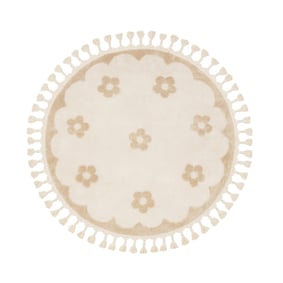 Rund tvättbar barnmatta - Moos Flower Creme - sfeer