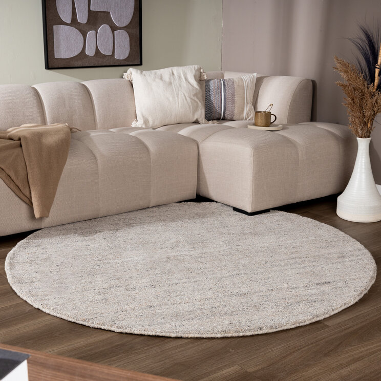 Rund Berbermatta - Aicha Grå