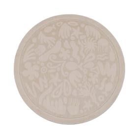 Rund tvättbar lekmatta – Flo Beige - sfeer