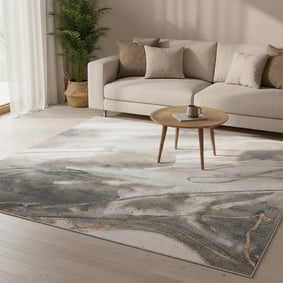 Tvättbar Matta Med Abstrakt Mönster  - Misha Lines Gräddvit/Grå