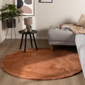 Rund låghög matta – Cozy Terracotta