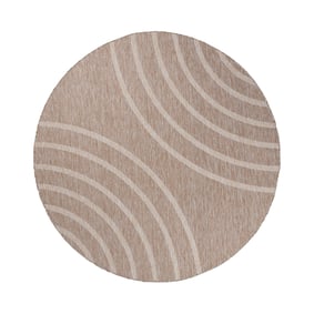 Rund utomhusmatta – Sierra Curves Beige/Kräm - sfeer
