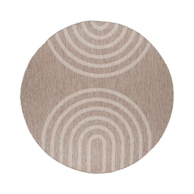 Rund utomhusmatta – Sierra Arches Beige/Kräm - sfeer