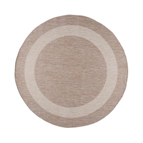 Rund utomhusmatta – Sierra Border Beige/Kräm - sfeer