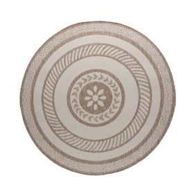 Rund jutematta för utomhusbruk – Nusa Medallion Beige/Crème - sfeer