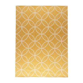Geometrisk Utomhusmatta – Faro Ripple Gul - sfeer