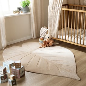 Tvättbar barnmatta - Coco Blad Beige