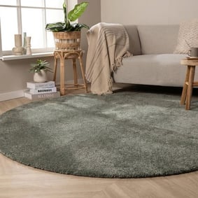 Rund Tvättbar Matta - Clean Grön