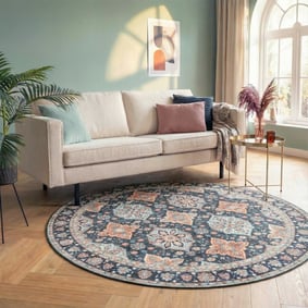 Rund Matta I Vintagestil - Imagine Oriental Blå