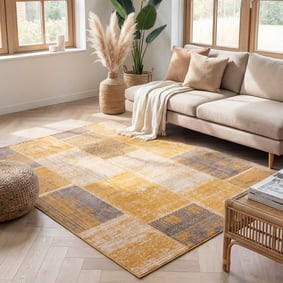 Lapptäckesmatta  - Spring Patchwork Gul/Taupe