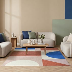 Geometrisk matta – Swing Shapes Blå/Rosa