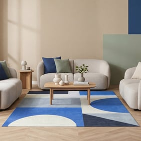 Geometrisk matta – Swing Shapes Blå