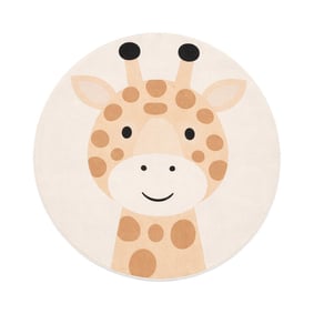 Rund tvättbar barnmatta – Sammy Giraff Beige - product