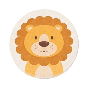 Rund tvättbar barnmatta – Sammy Lion Brun - product