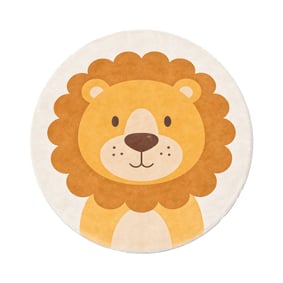 Rund tvättbar barnmatta – Sammy Lion Brun - sfeer