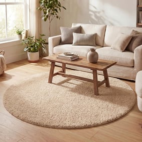Rund Matta Med Hög Lugg  - Lofty Beige